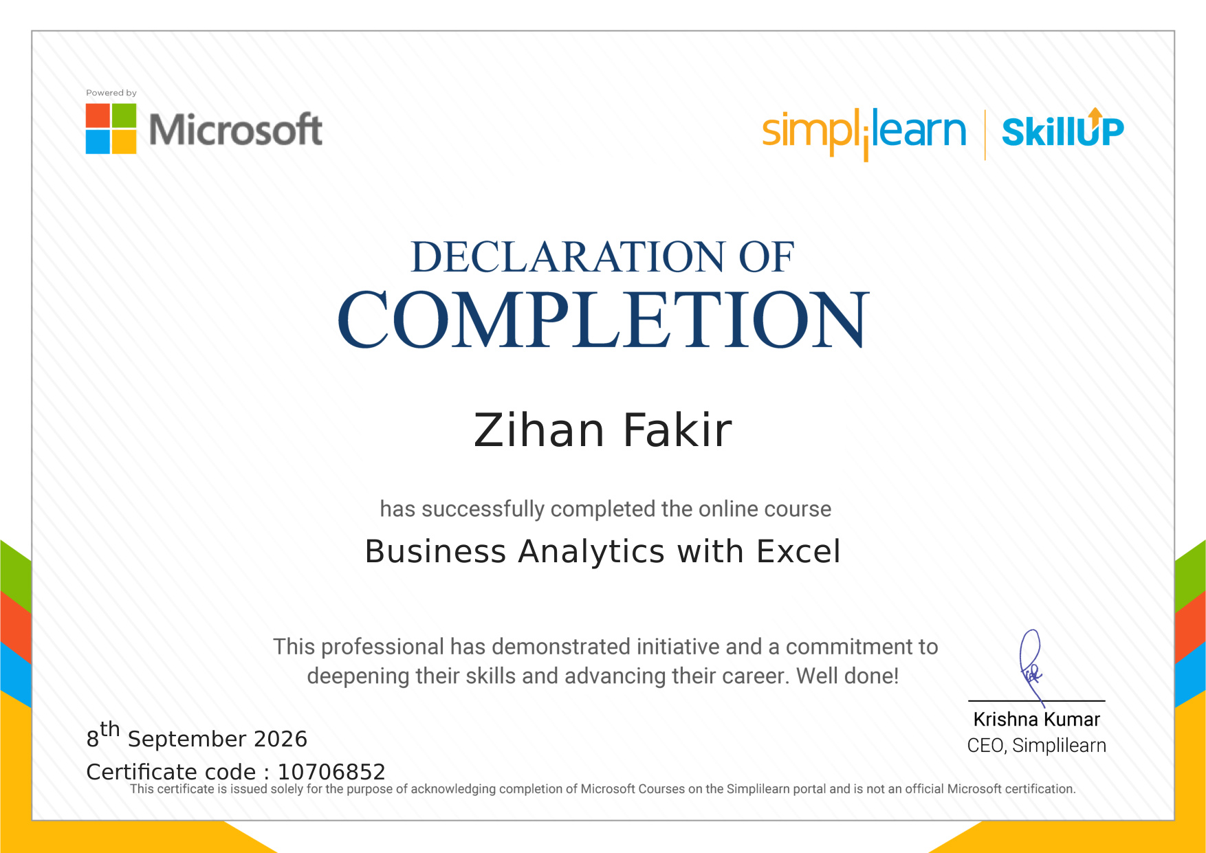 Microsoft Business Analytics Certificate